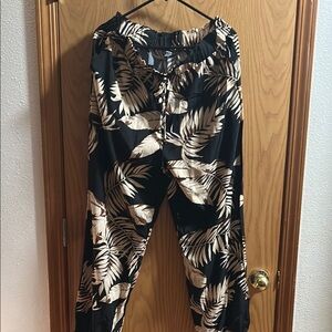 Black and Tan Tropical Print Track Pants